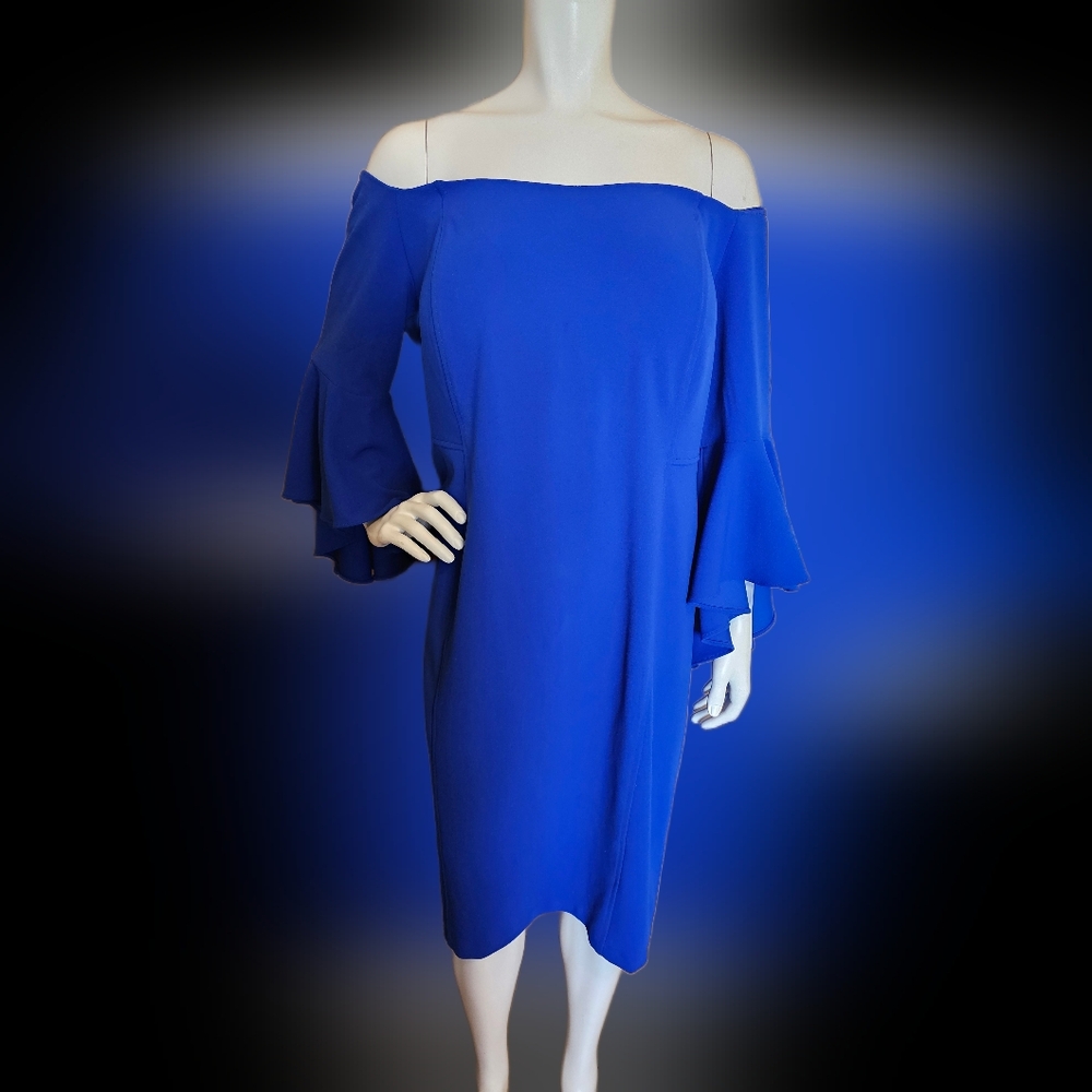 💛 15. Laura Plus Size 20 Blue Off Shoulder Cocktail Dress